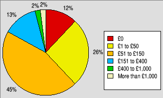 Pie chart showing how much people think they'll spend on software